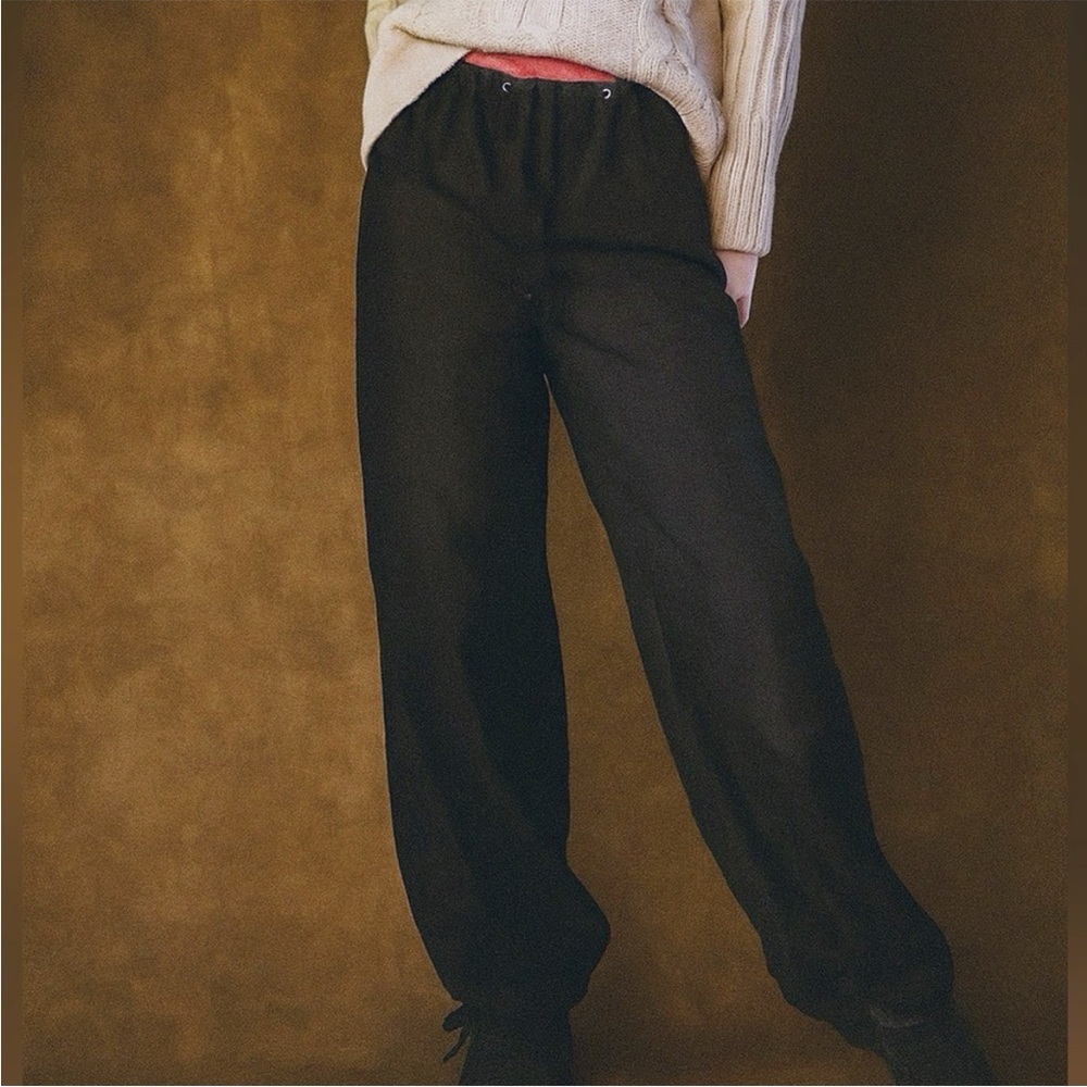 Vtg Urban Groove Black Parachute Harem Soft Straight Wide Leg Cargo Pants - Picture 2 of 13